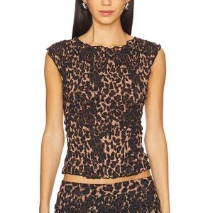 NWOT Revolve LIONESS Leopard Uno Tie Top